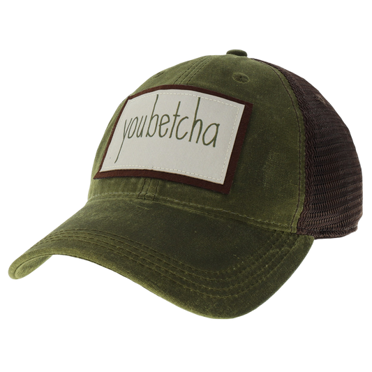 Youbetcha Waxed Trucker Hat in Dark Olive